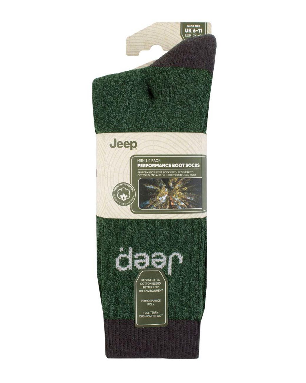 Jeep Green Recycled Cotton Socks for men