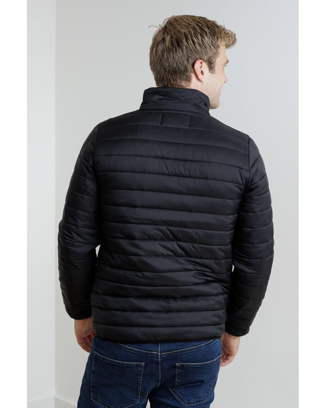 French Connection Blue Superlight Funnel Neck Puffer Jacket for men