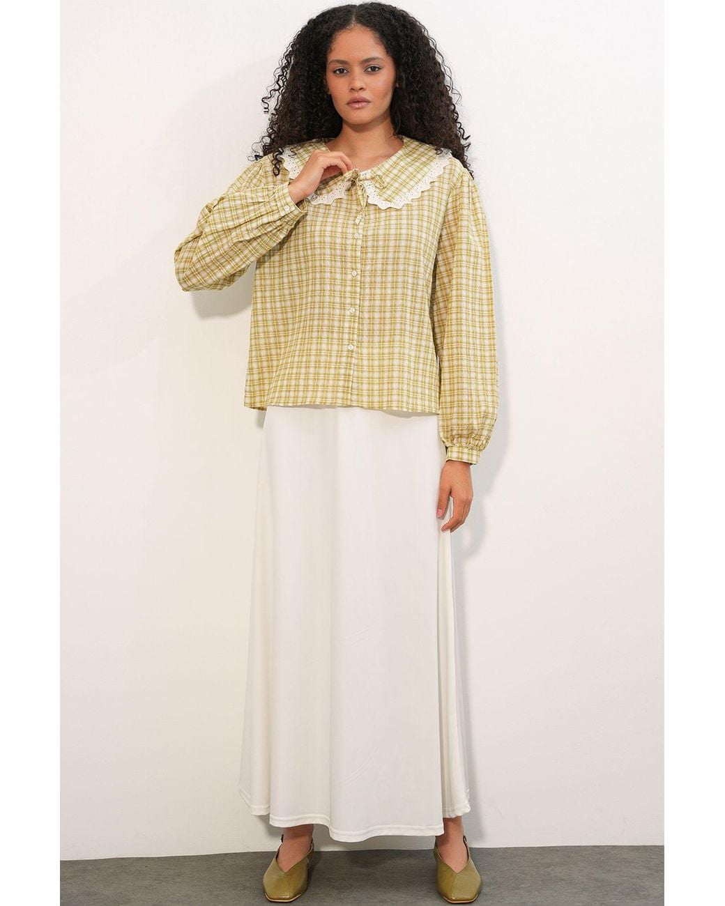 Bigdart Yellow Plaid Viscose Poplin Shirt