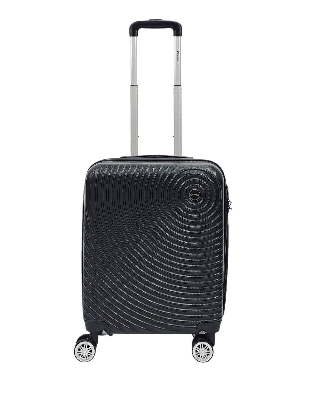 Infinity Leather Black Hard Shell Cabin Suitcase 8 Wheel Luggage Case Travel Bag