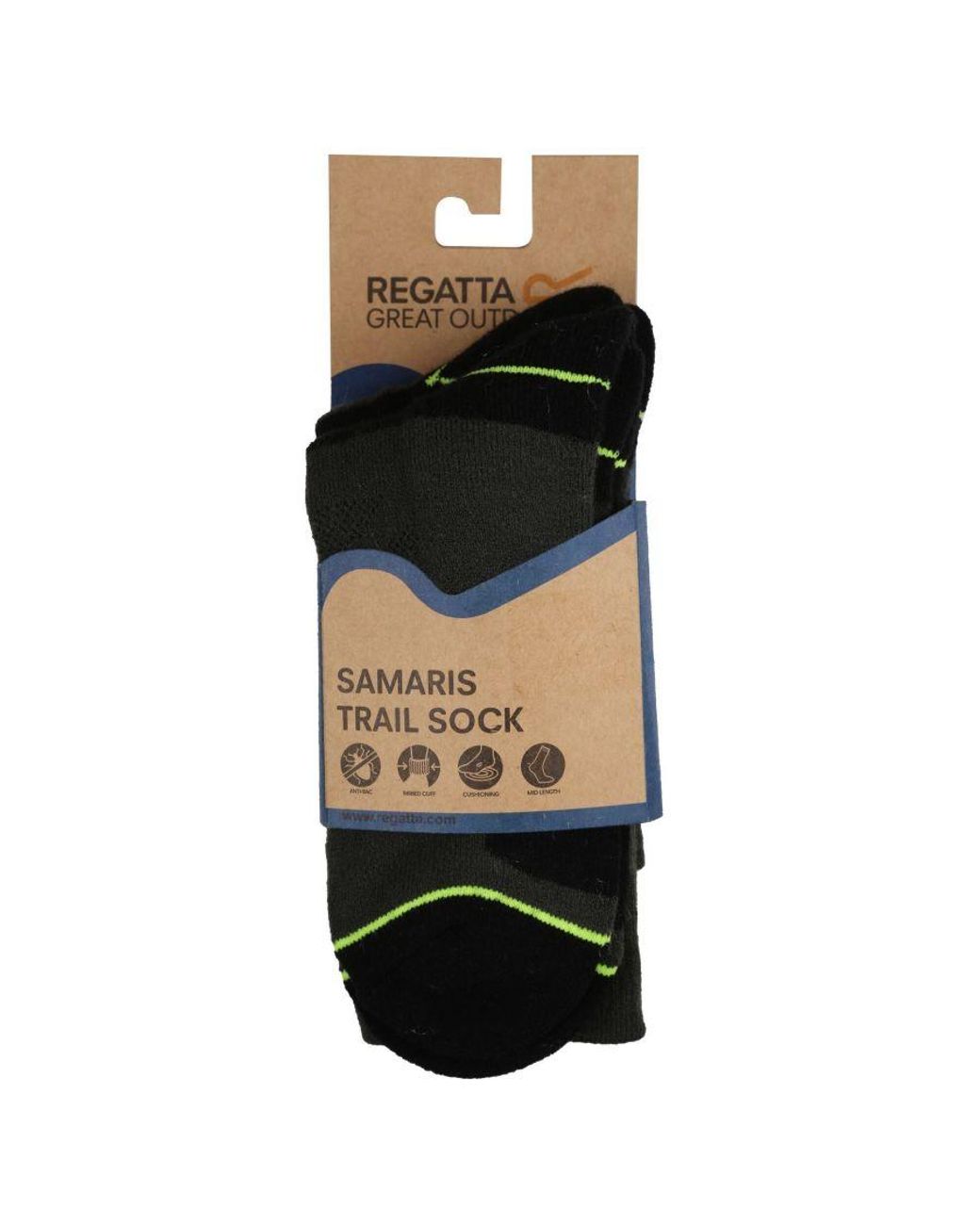 Regatta Black Blister Protection Ii Socks (Pack Of 2) /Electric Lime) for men