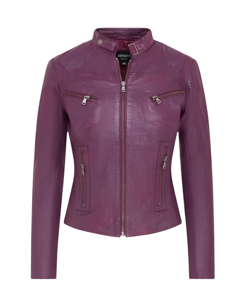 Infinity Leather Purple Slim-Fit Biker Jacket-Maldon Lamb Leather