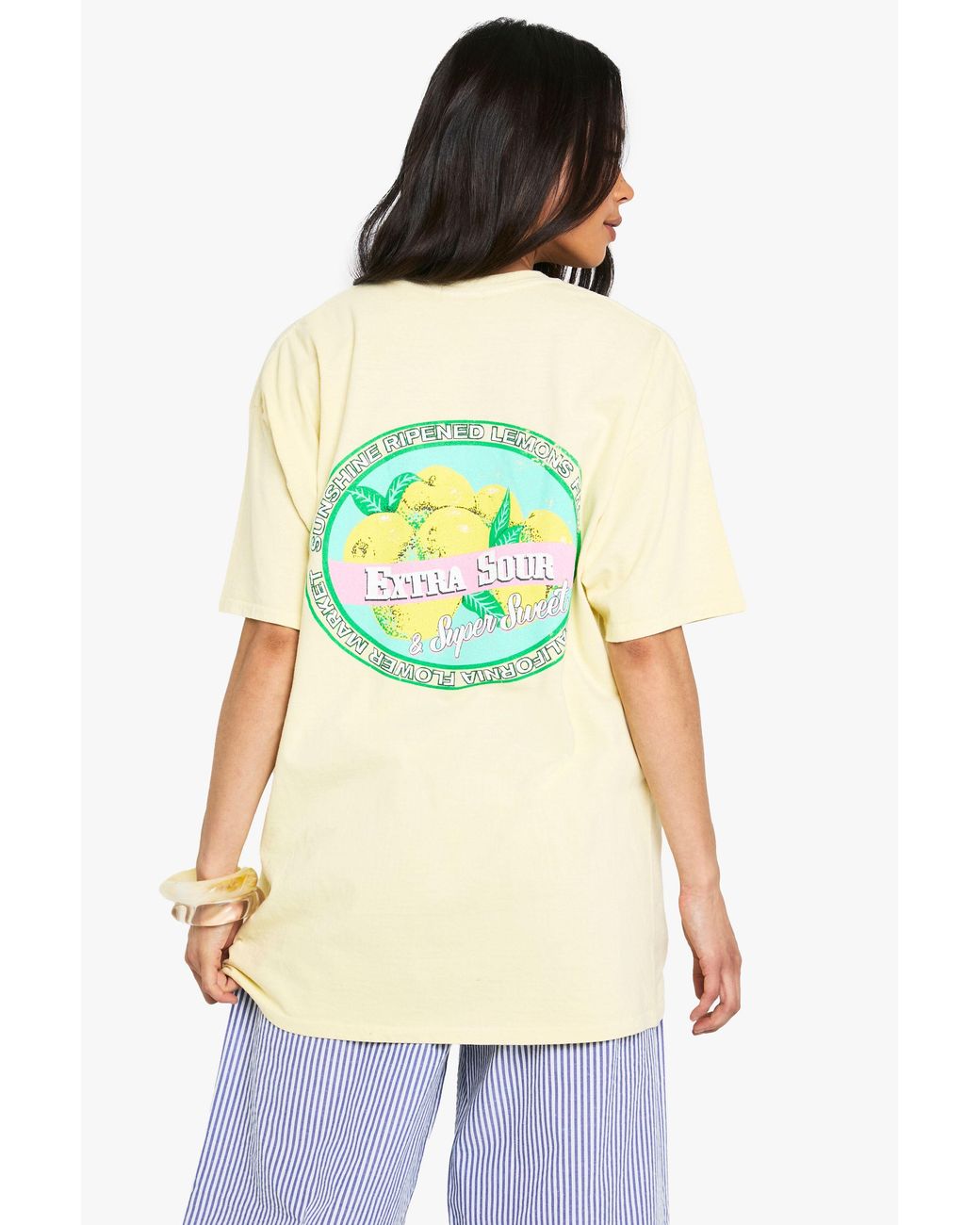 Boohoo Yellow Extra Sour Lemons Overdyed Oversized T-Shirt