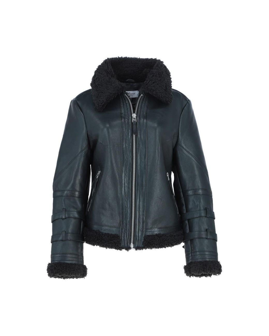 Ashwood Leather Black '2419' Ladies Aviator Jacket With Faux Fur Lining