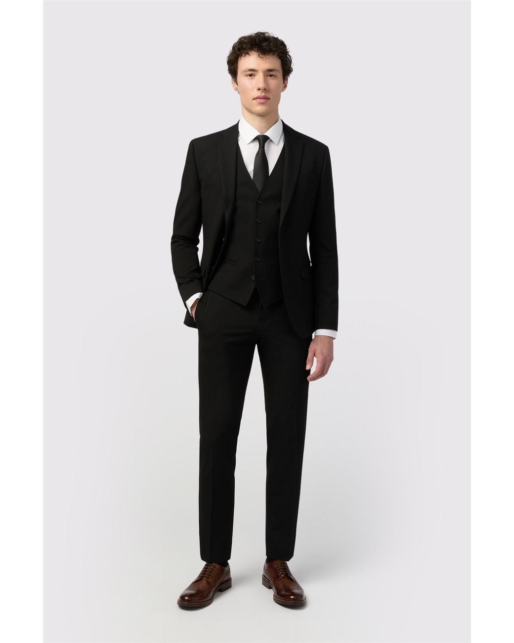 Limehaus Black Single Breasted Two Button Skinny Suit Jacket for men