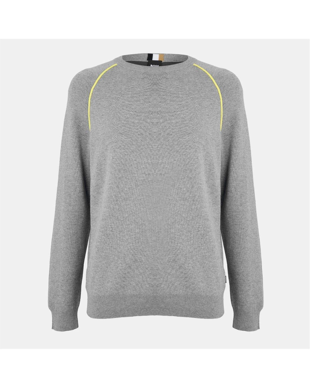 Boss Gray Crew Neck Raglan Sleeve Long Sweater for men
