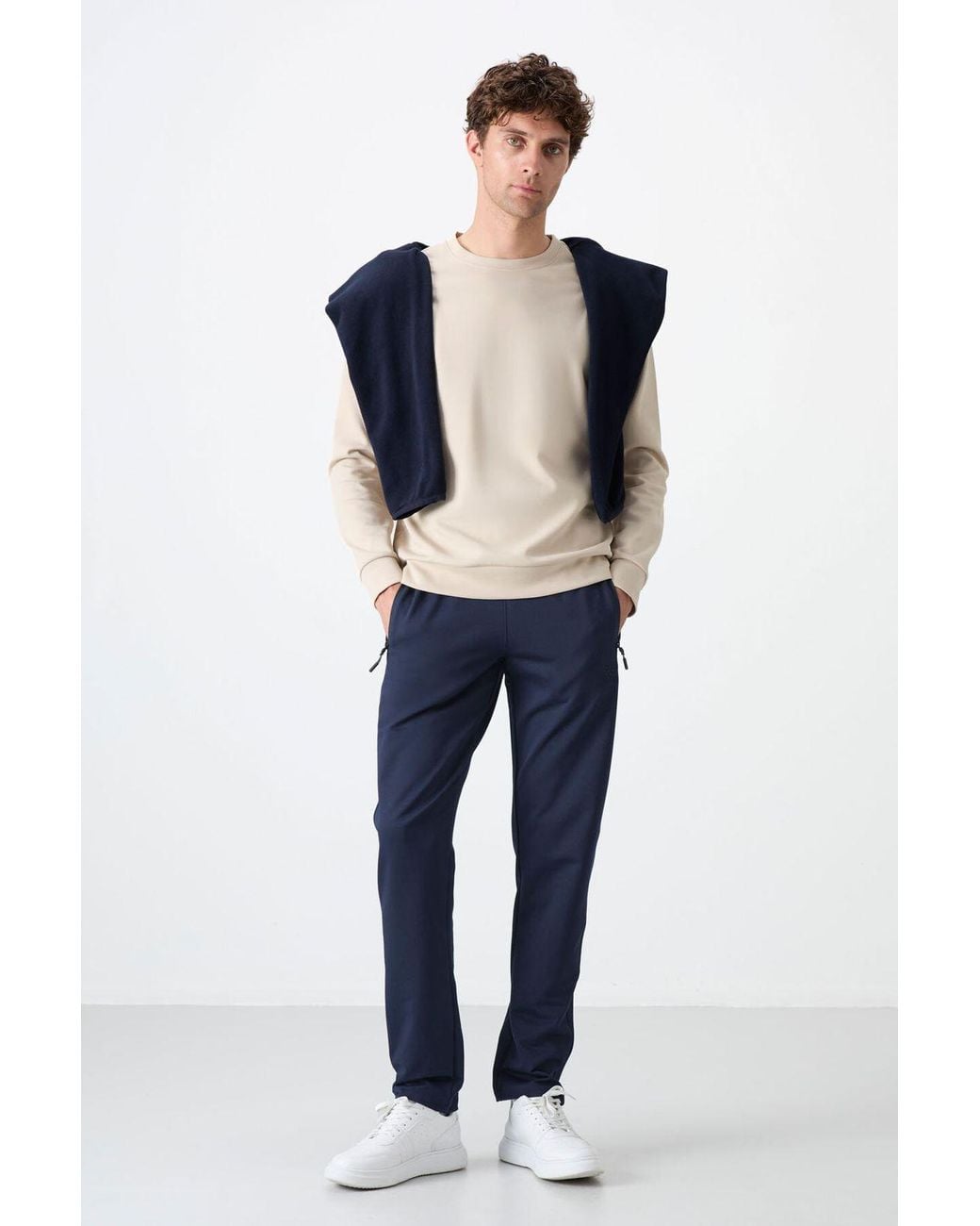 TOMMY LIFE Blue Regular Fit Straight-Leg Sweatpants for men