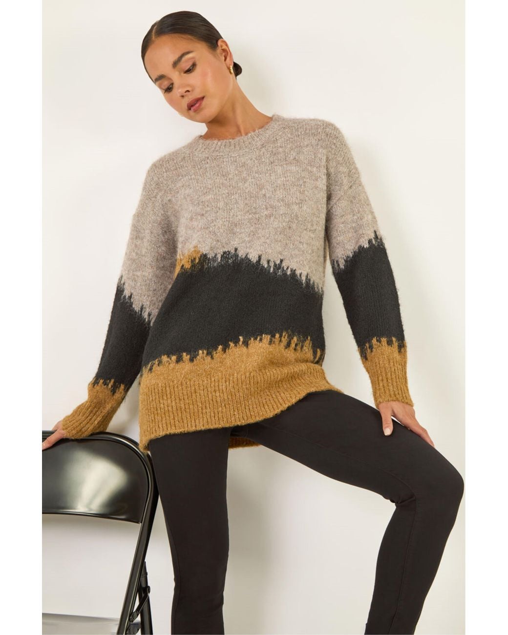 Roman Multicolor Petite Abstract Knit Jumper