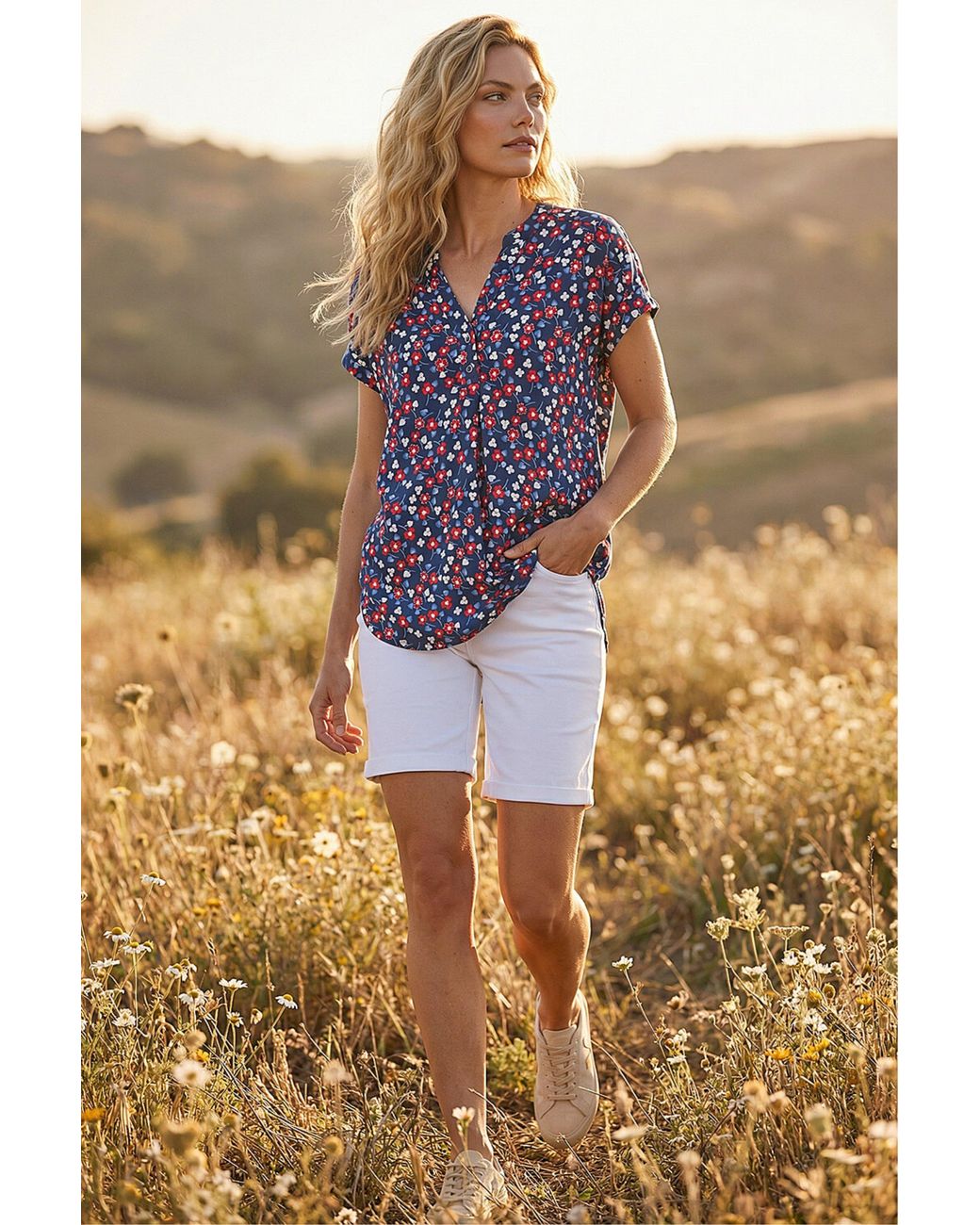 Roman Blue Floral Puff Print Textured Shirt