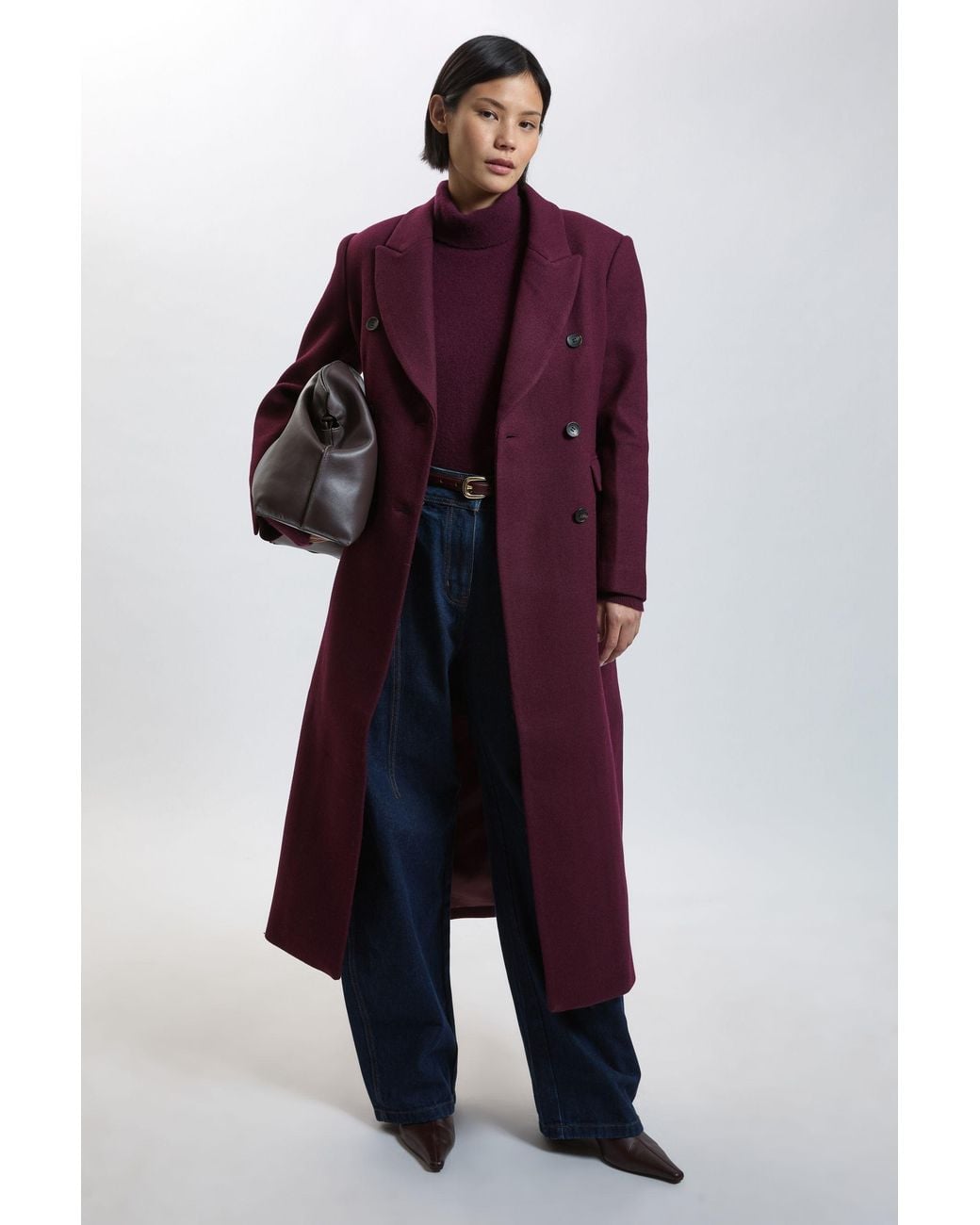 Karen Millen Petite Wool Double Breasted Tailored Maxi Coat
