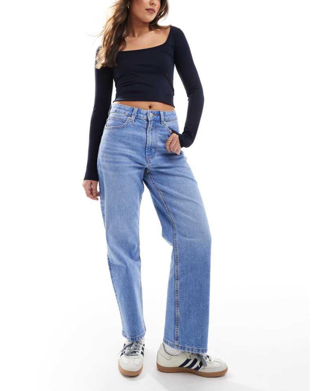 ASOS Blue Ankle Grazer Straight Leg Jeans