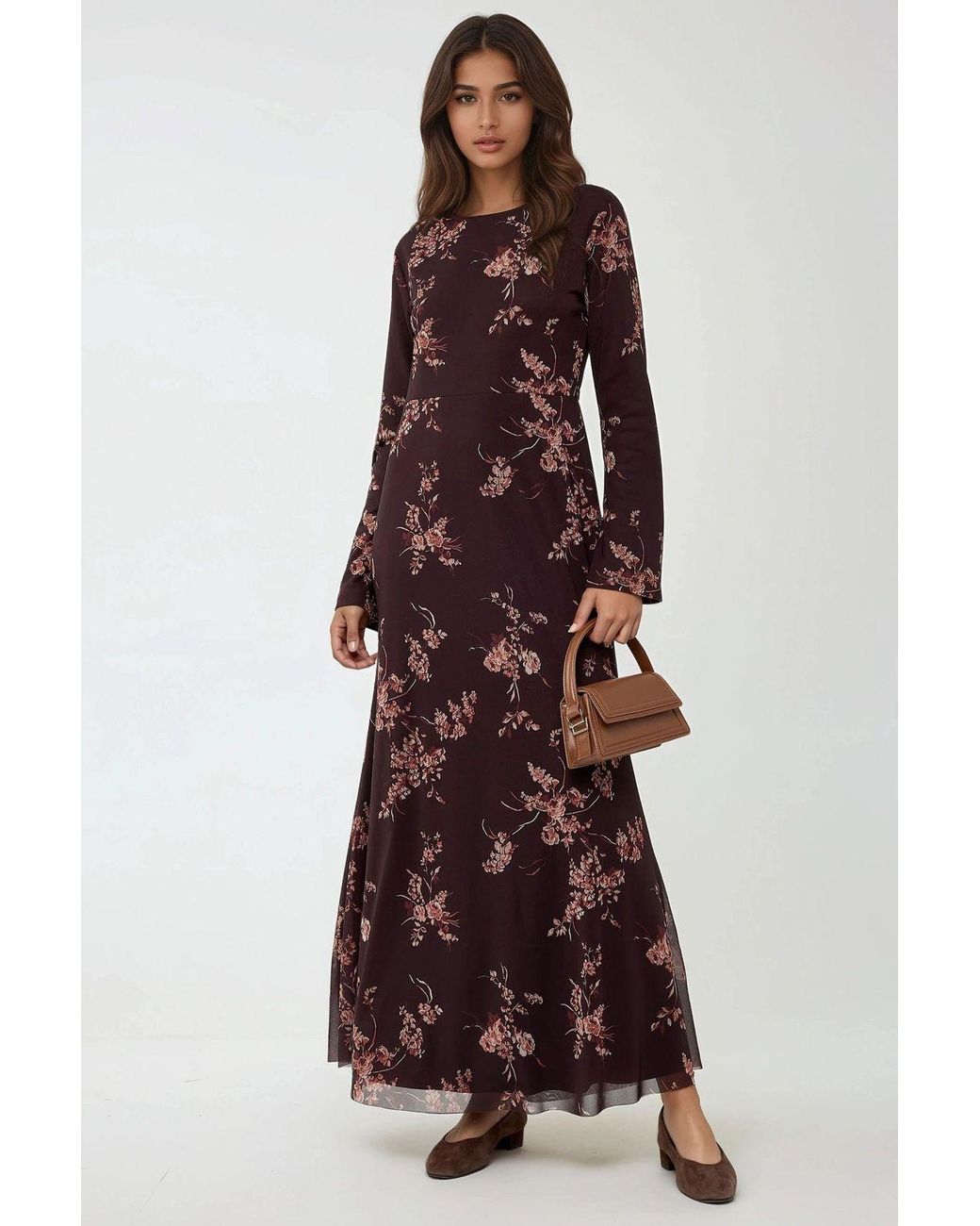 Hiccup Red Floral Printed Modest Dress