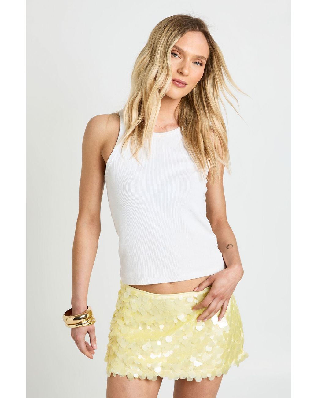 Boohoo White Petite Matte Mixed Sequin Mini Skirt