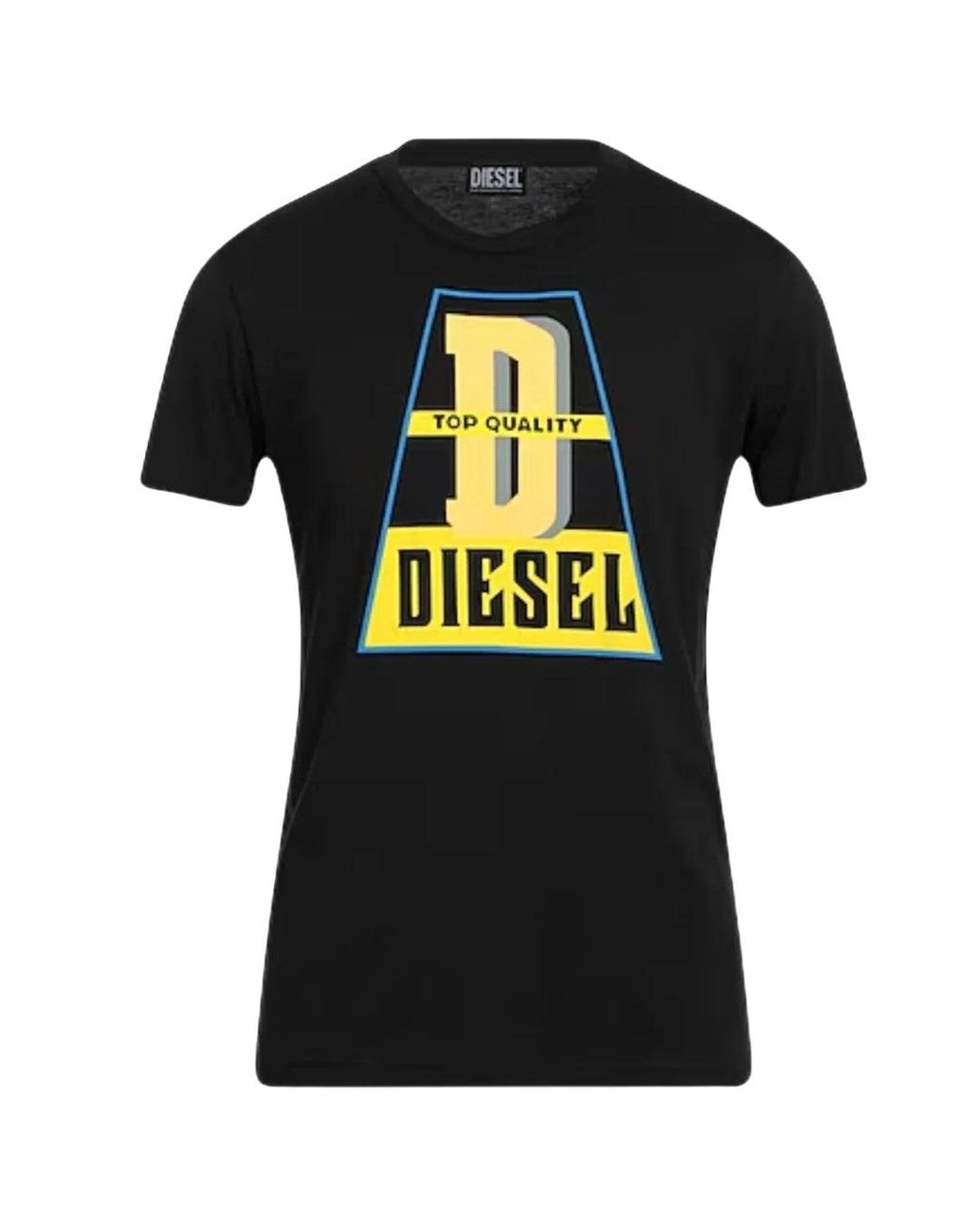 DIESEL Black Top Quality Logo T-Shirt Cotton for men