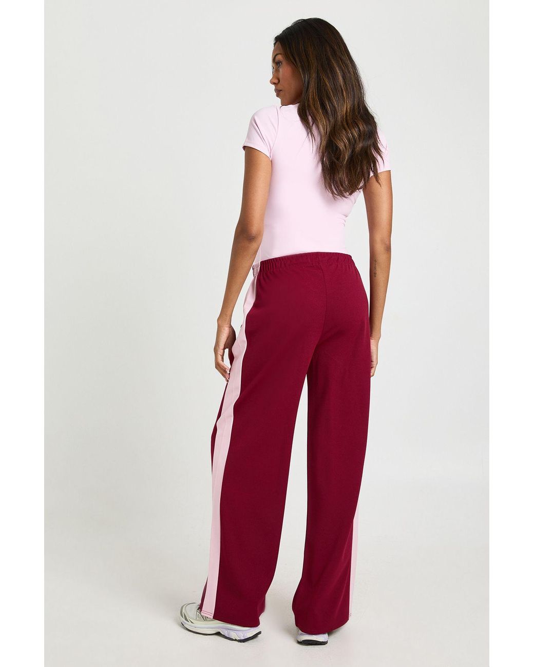 Boohoo Red Maternity Contrast Side Stripe Wide Leg Trousers