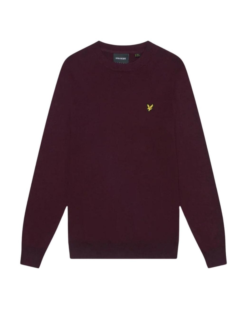 Lyle & Scott Purple Crew Neck Rich Burgundy Pull Over Jumper for men