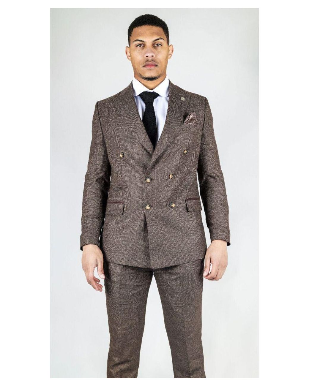 TruClothing Gray Classic Double Breasted 2-Piece Suit Wool for men
