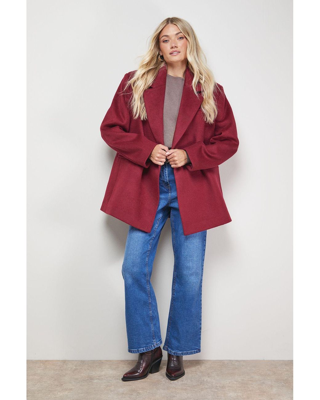 Oasis Red Relaxed Blazer Coat