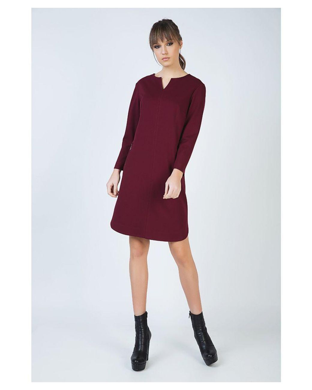 Conquista Red Long Sleeve Sack Dress