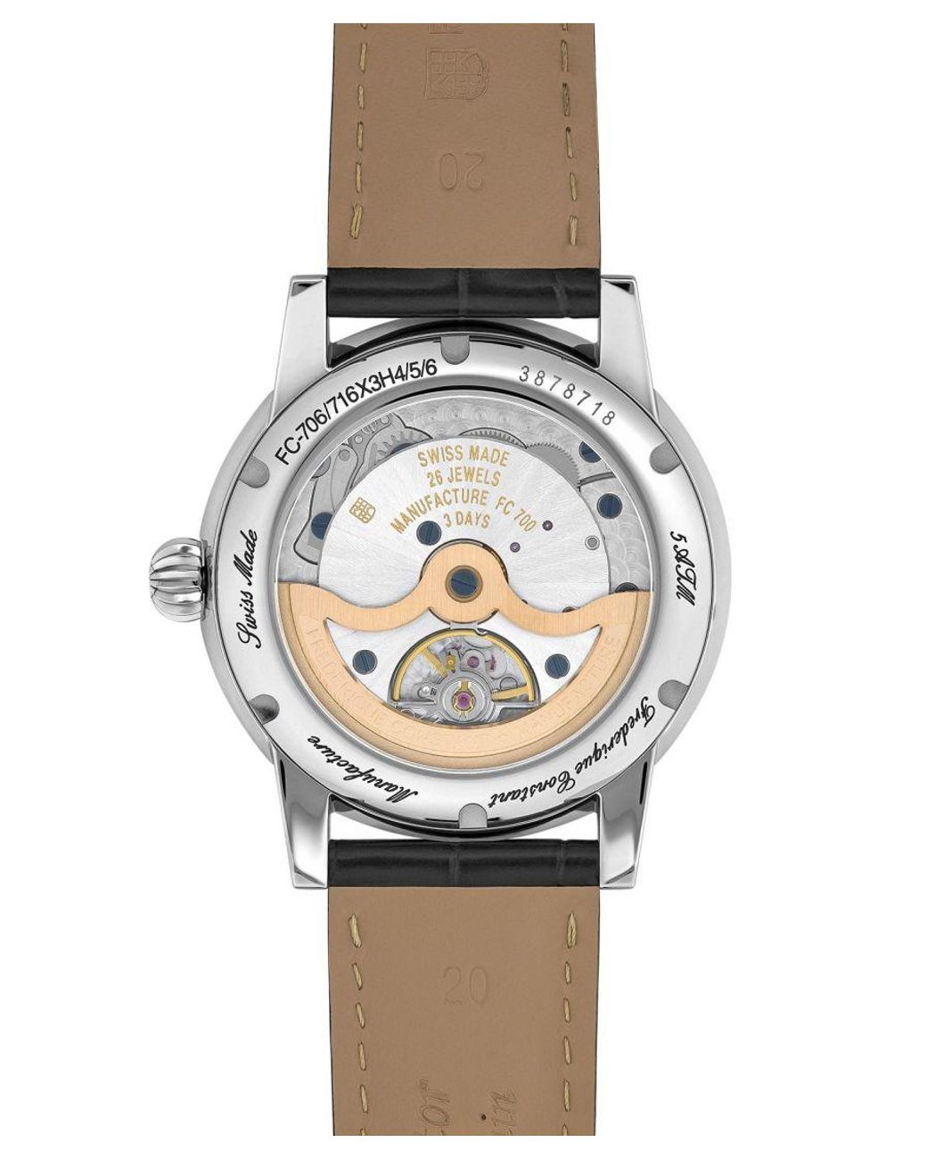 Frederique Constant Gray Swiss Automatic Leather Strap Timepiece for men
