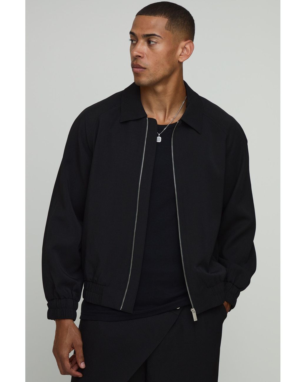 BoohooMAN Black Tailored Co-Ord Regular Fit Trucker Jacket for men