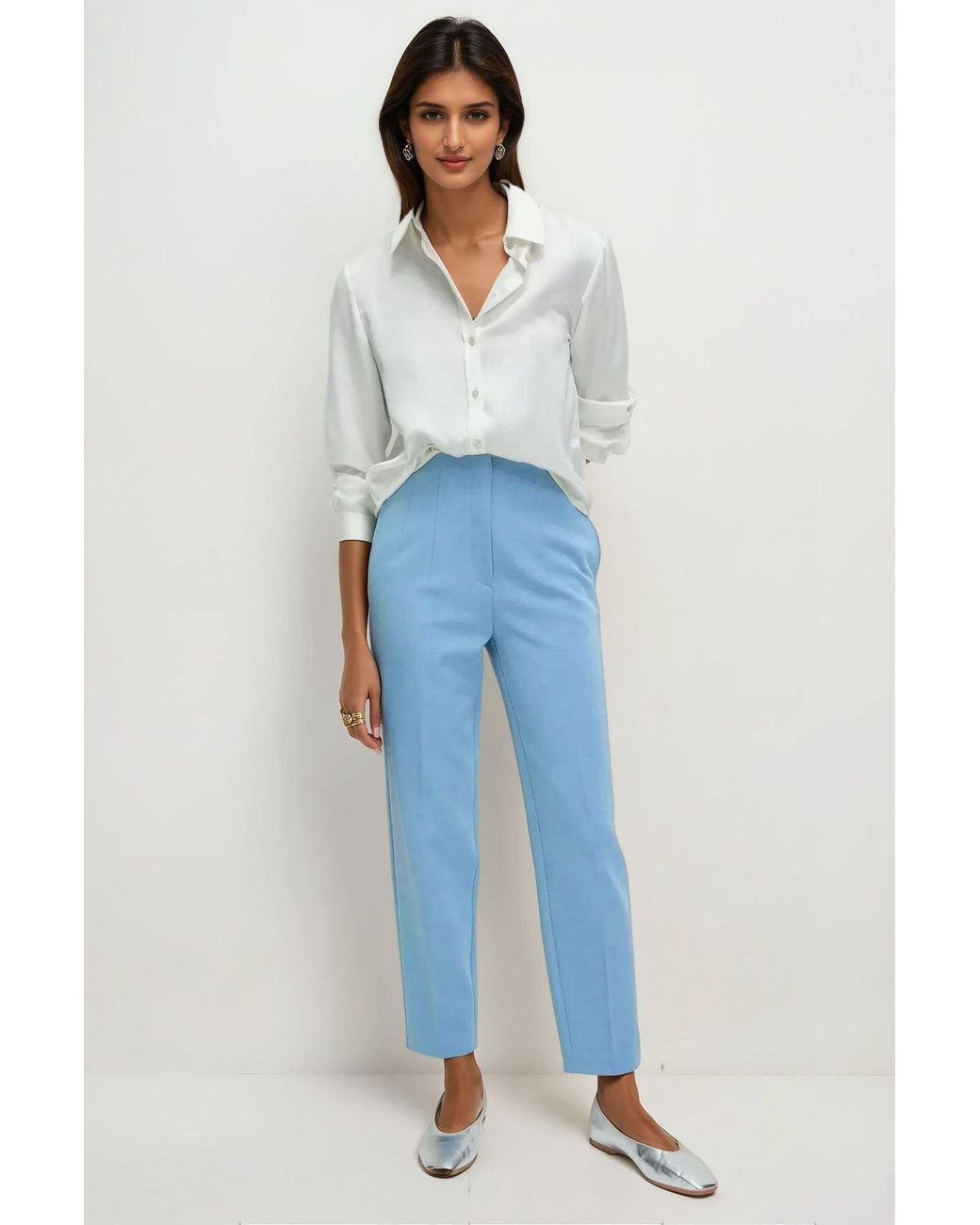 Marks Spencer Tapered Ankle Grazer Trousers in Blue Lyst UK
