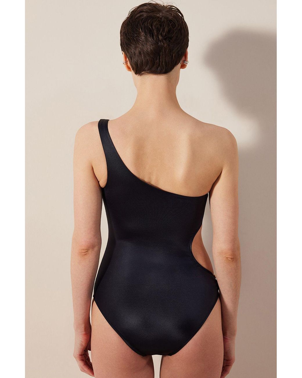 Penti Black Cut-Out Knit One-Piece Swimsuit