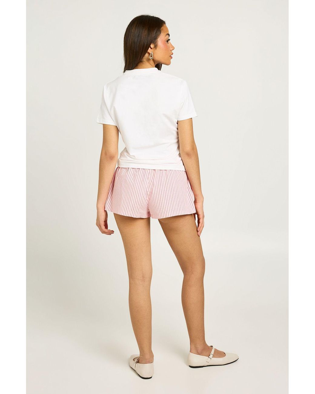 Boohoo Pink Elasticated Waist Stripe Boxer Runner Short