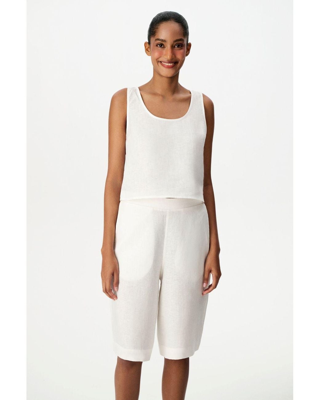 Penti White Linen Sleeveless Bodysuit