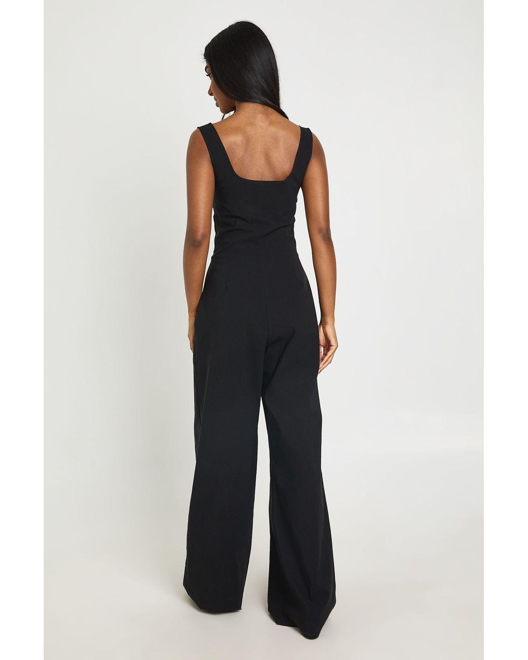 Boohoo Blue Corset Detail Wide Leg Jumpsuit