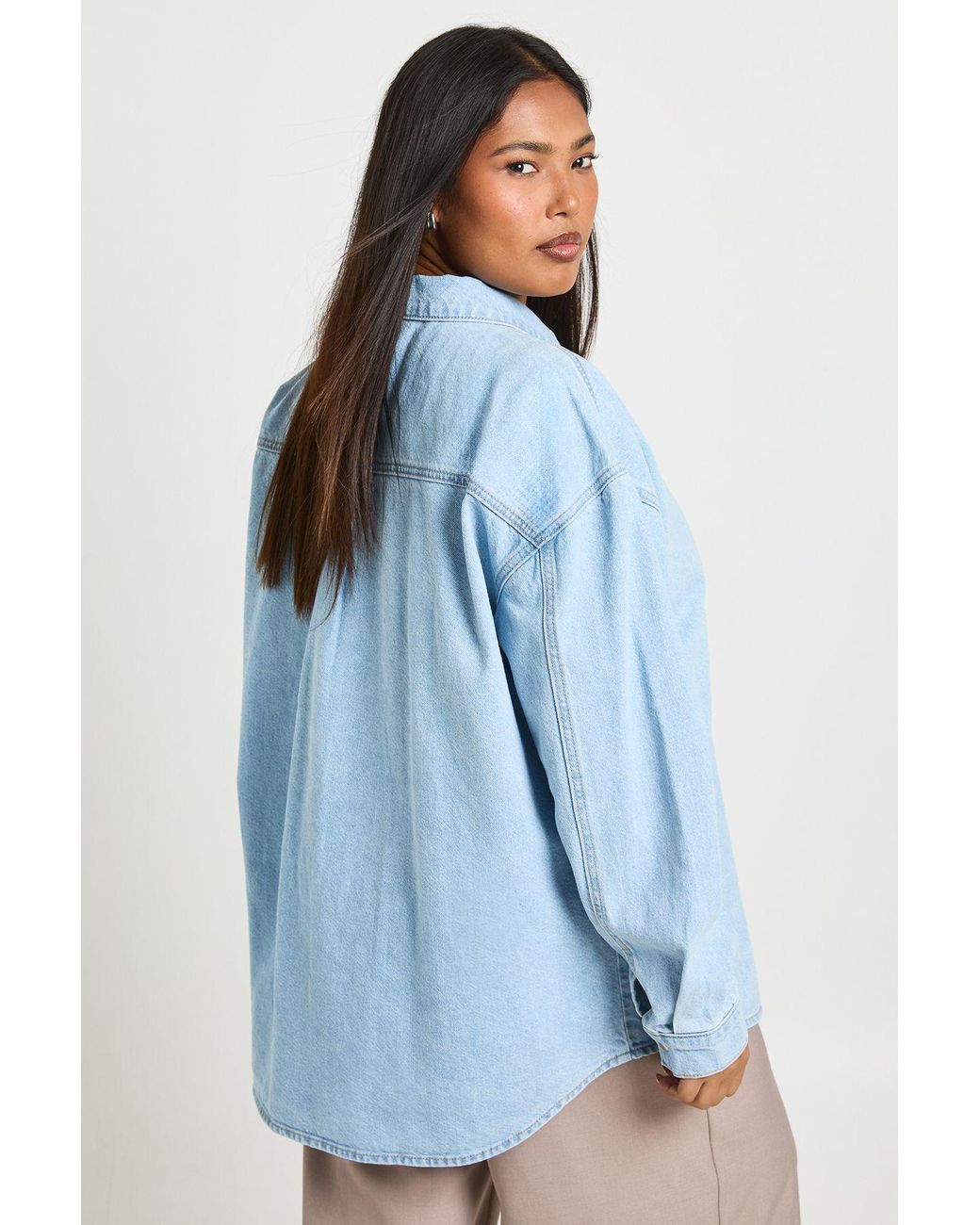 Boohoo Blue Plus Oversized Denim Shirt