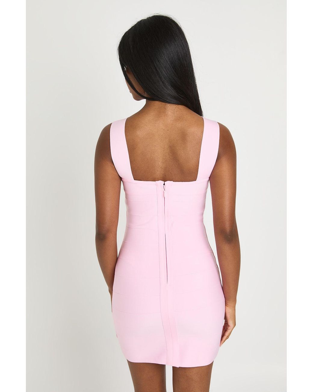 Boohoo Pink Premium Bandage Plunge Front Mini Dress