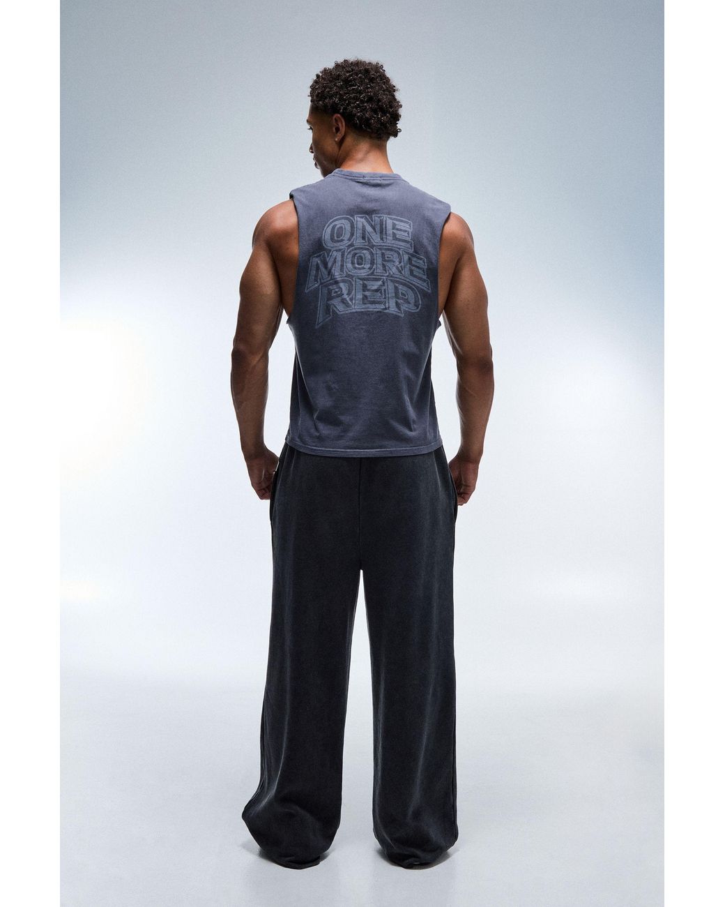 BoohooMAN Blue One More Rep Washed Regular Fit Tank for men