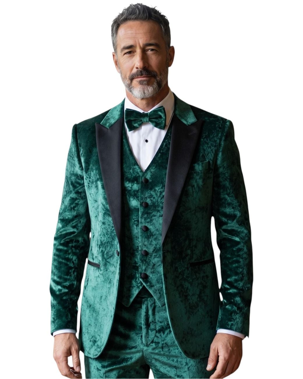 TruClothing Green3 Piece Velvet Wedding Tuxedo Formal Suit for men