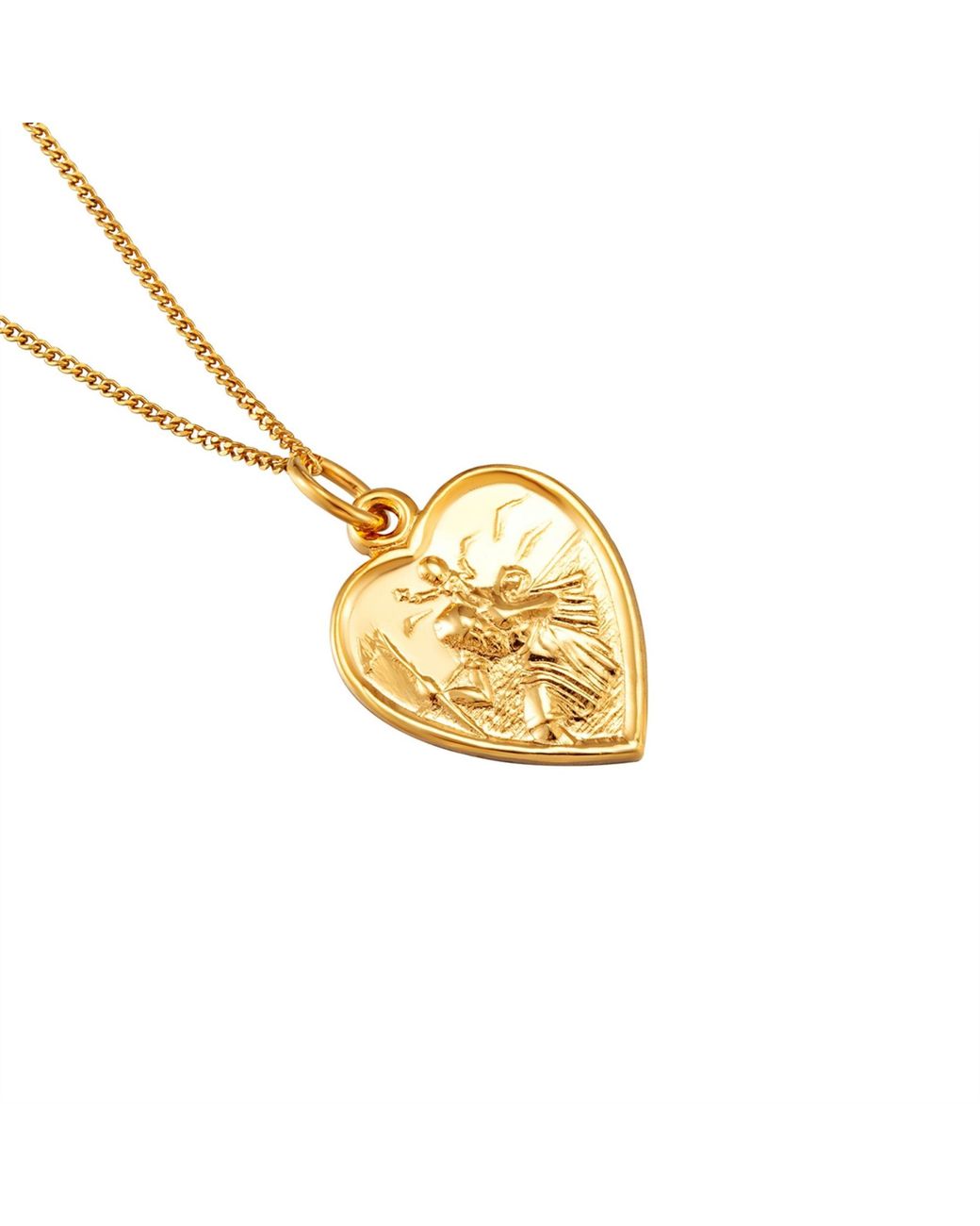 The Jewellery Stockroom Metallic Rolled Heart Shaped St Christopher Pendant Necklace Plated