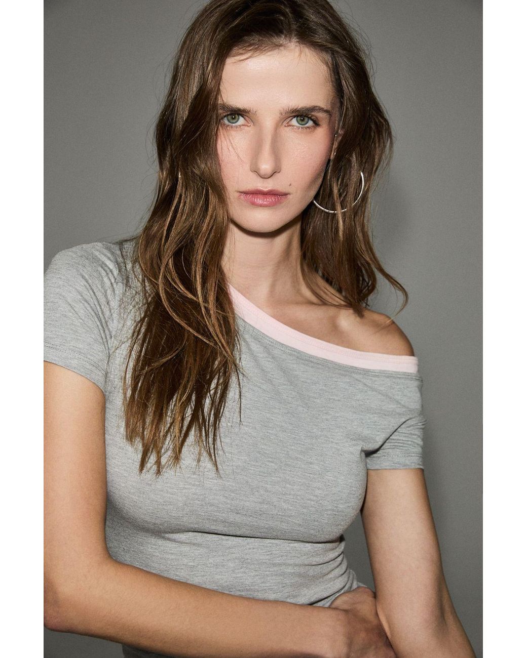 Grimelange Gray Simple Pull-On Blouse