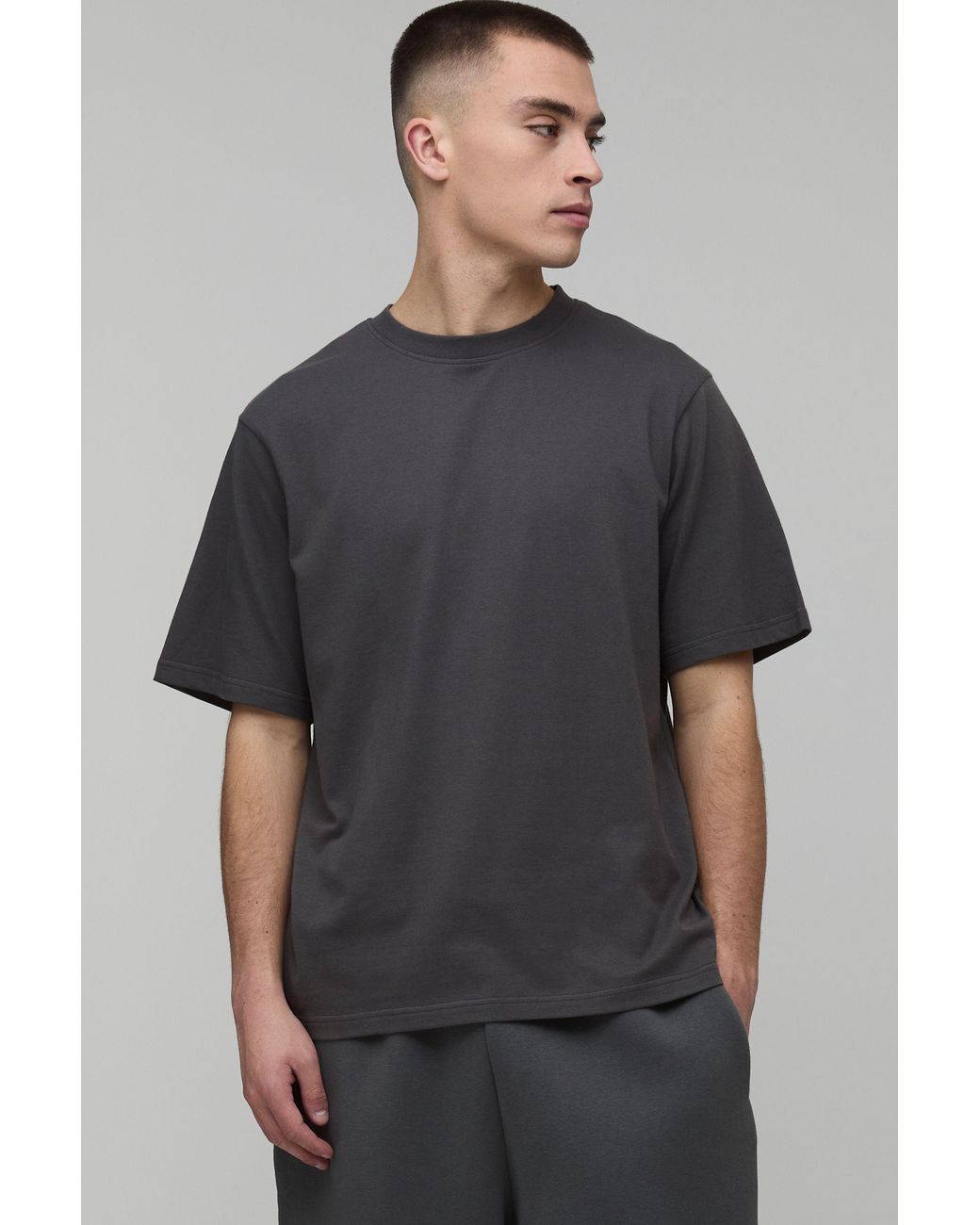 BoohooMAN Gray Basic Regular Fit Crew Neck T-Shirt for men