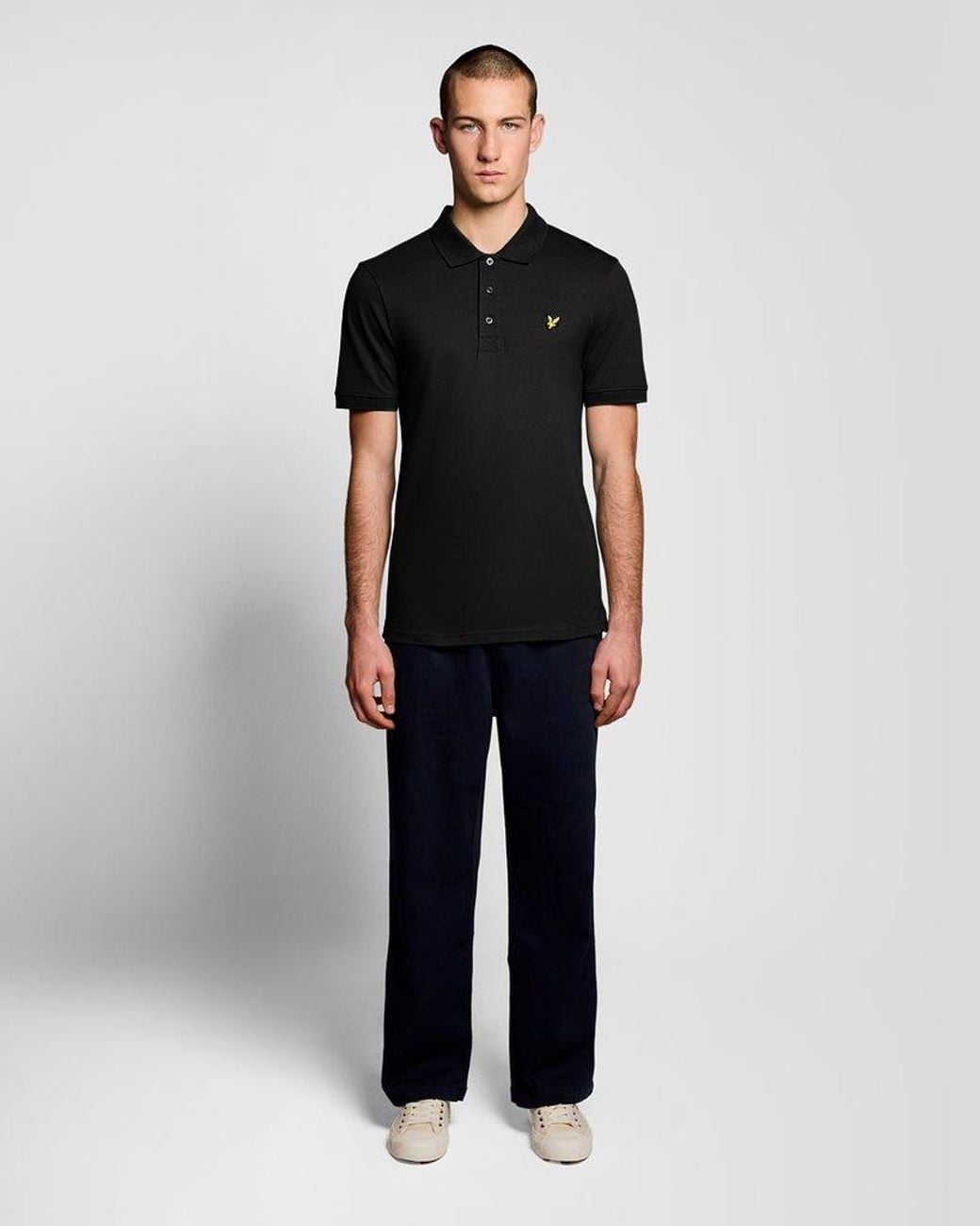 Lyle & Scott Black Plain Polo Shirt for men