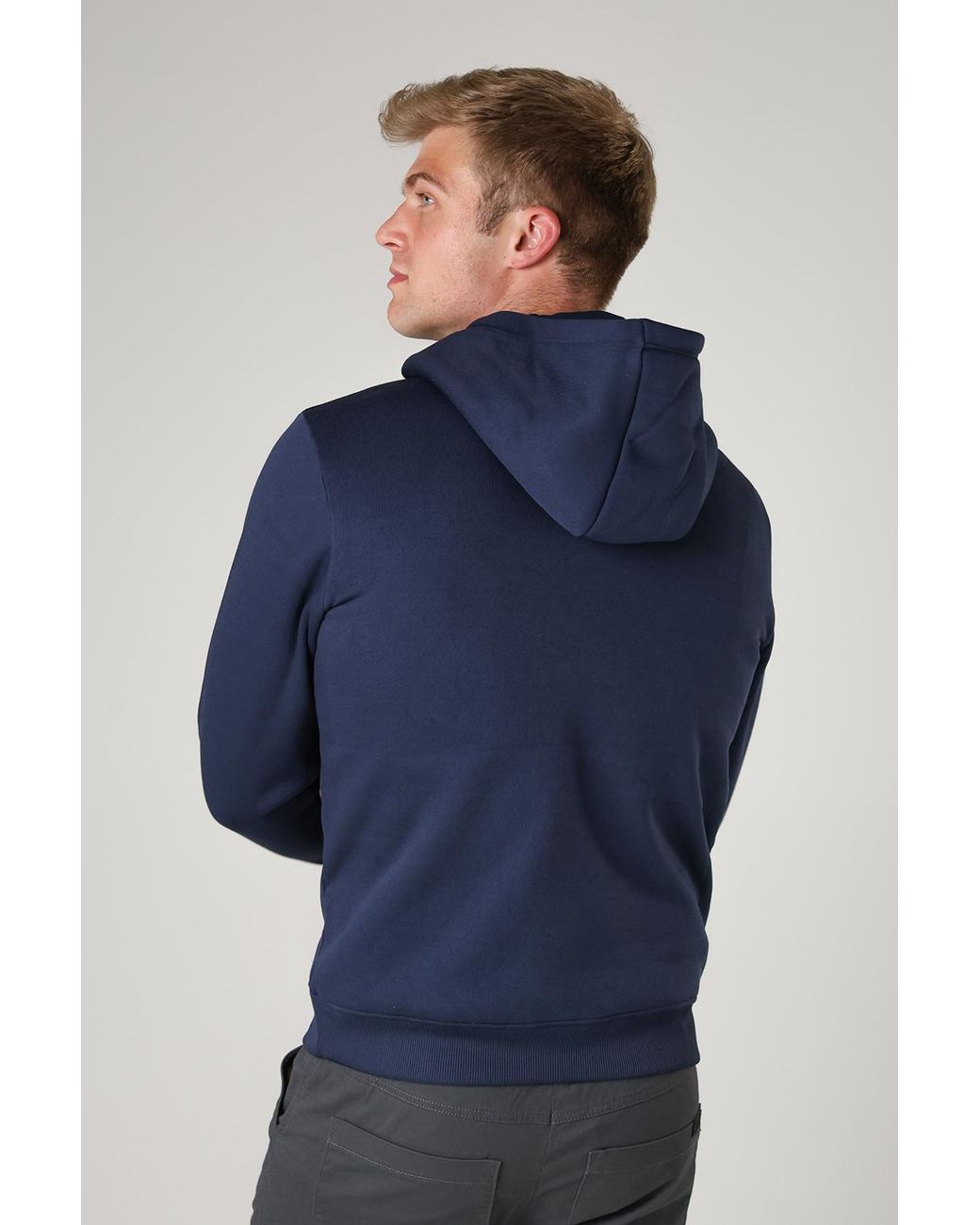 Tokyo Laundry Blue Brushed Back Fleece Drawcord Hoody for men