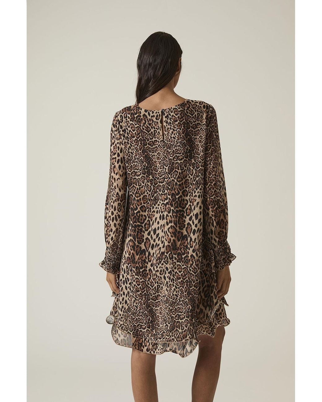 James Lakeland Natural Leopard Print Wave Hem Dress