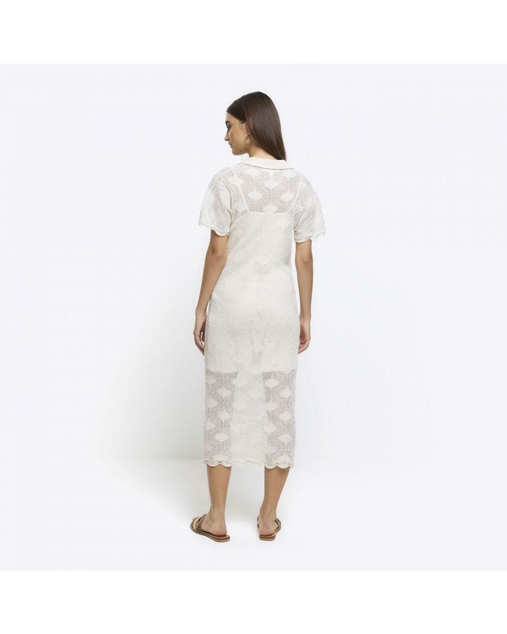 River Island White Midi Dress Crochet Beach