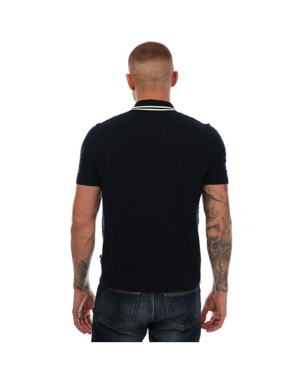 Ted Baker Black Mahana Stitched Polo Shirt for men