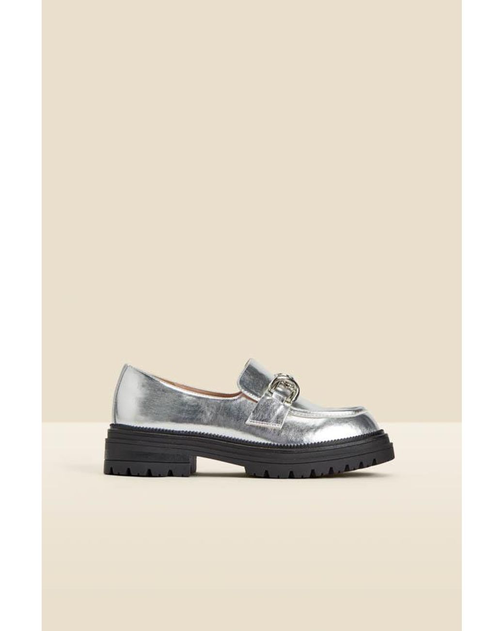 Sosandar Natural Chain Trim Chunky Loafers