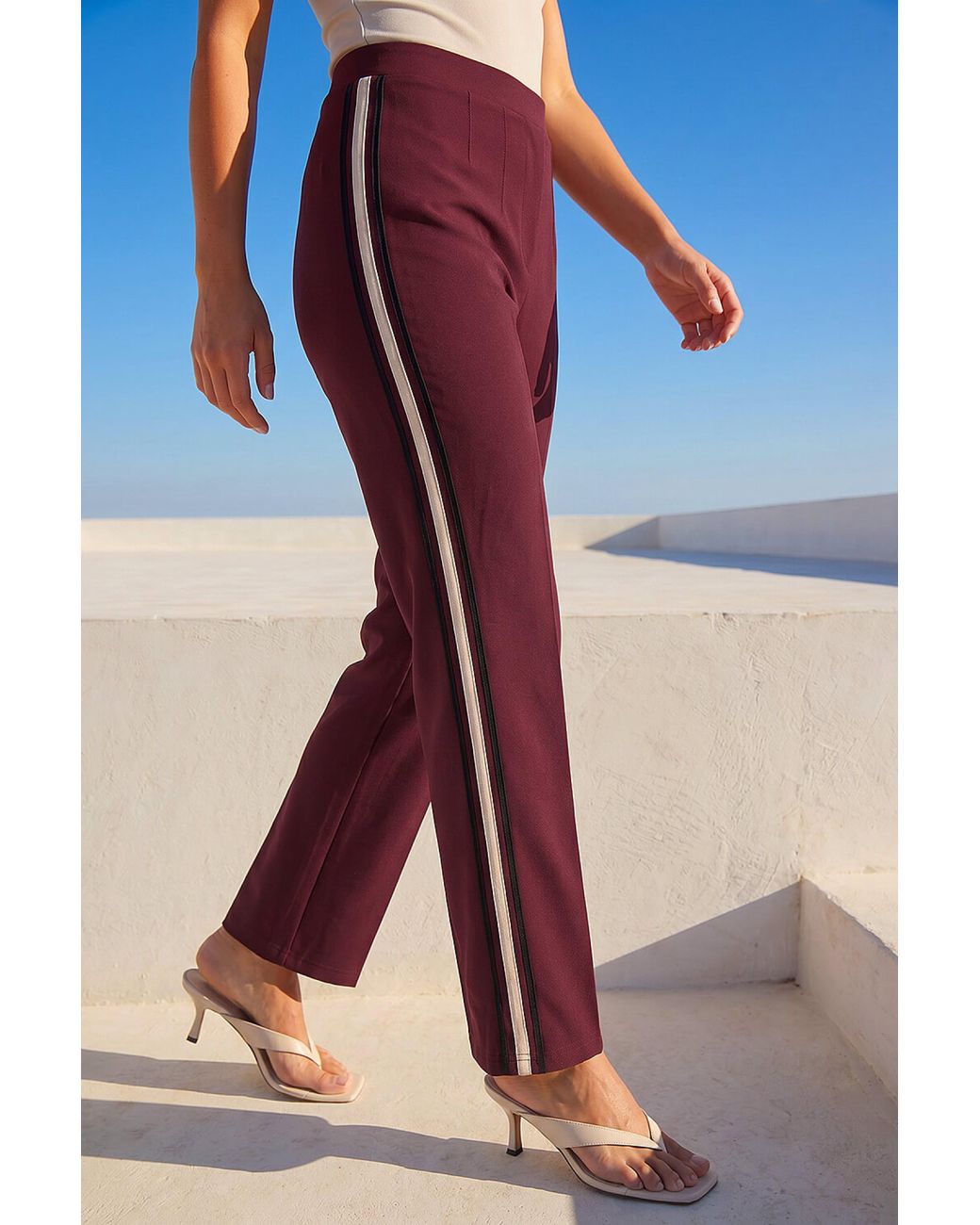Roman Red Petite Side Stripe Trouser