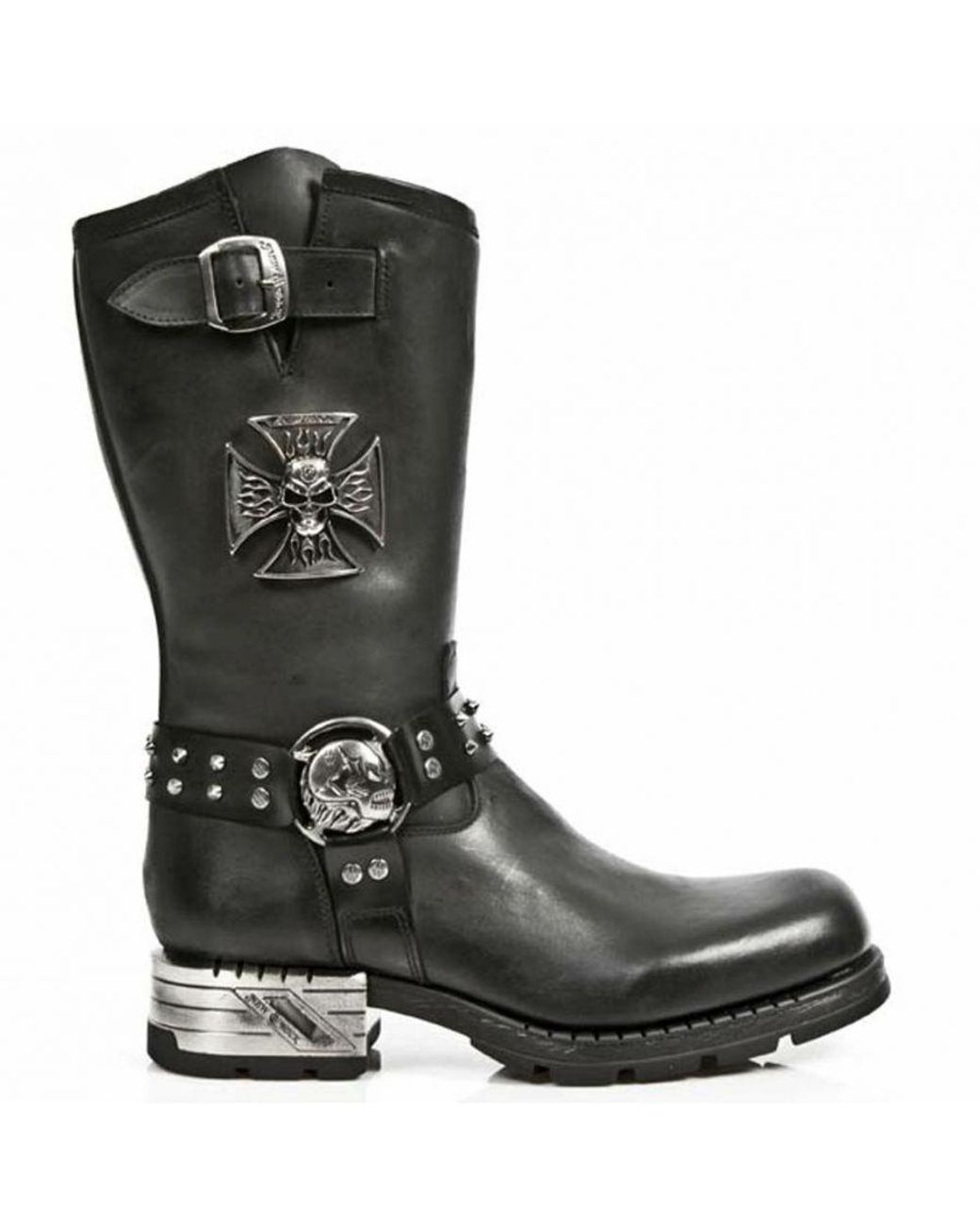 New Rock Black Leather Gothic Cowboy Boots- Mr030-S1 for men
