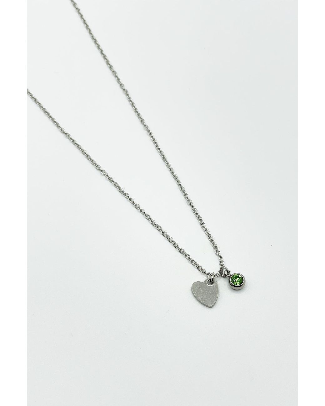 SVNX Natural Mini Heart & August Birthstone Necklace