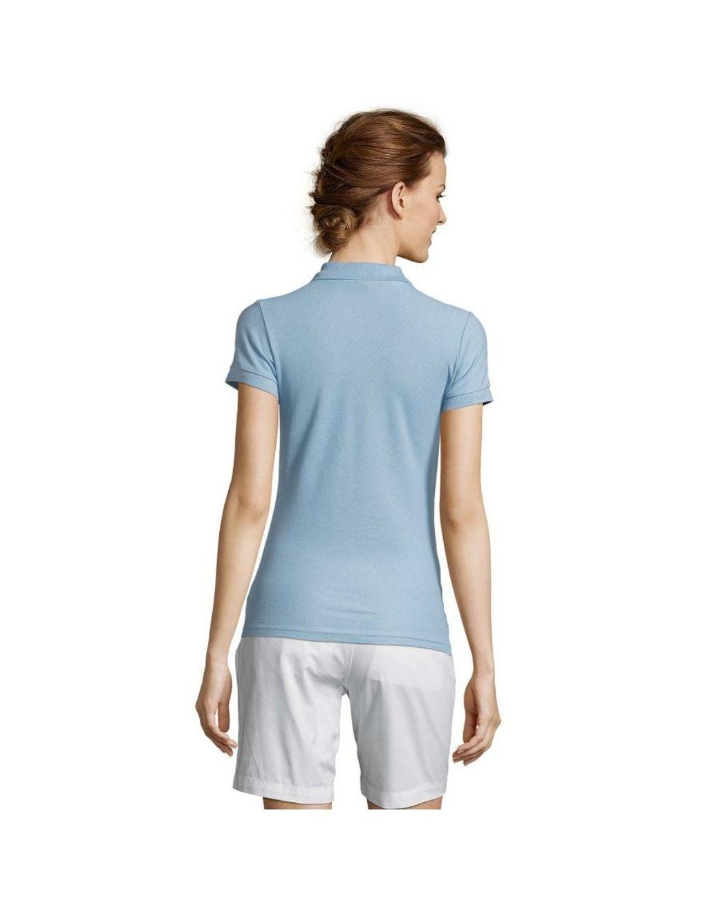 Sol's Blue Ladies People Pique Short Sleeve Cotton Polo Shirt (Sky)