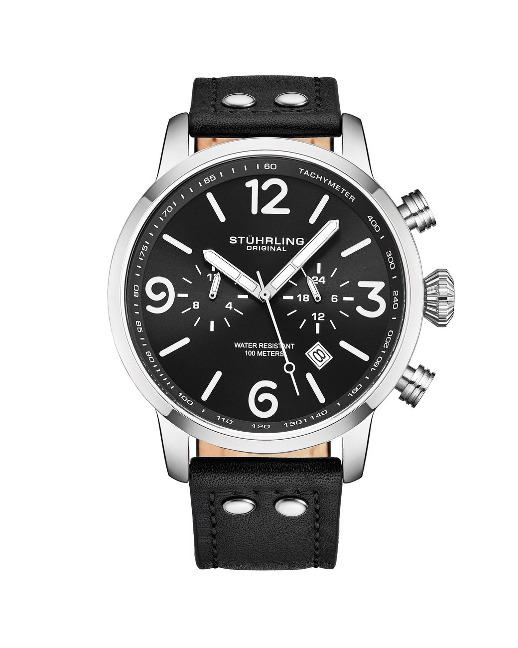 Stuhrling Black 3956 Quartz 45Mm Aviator for men