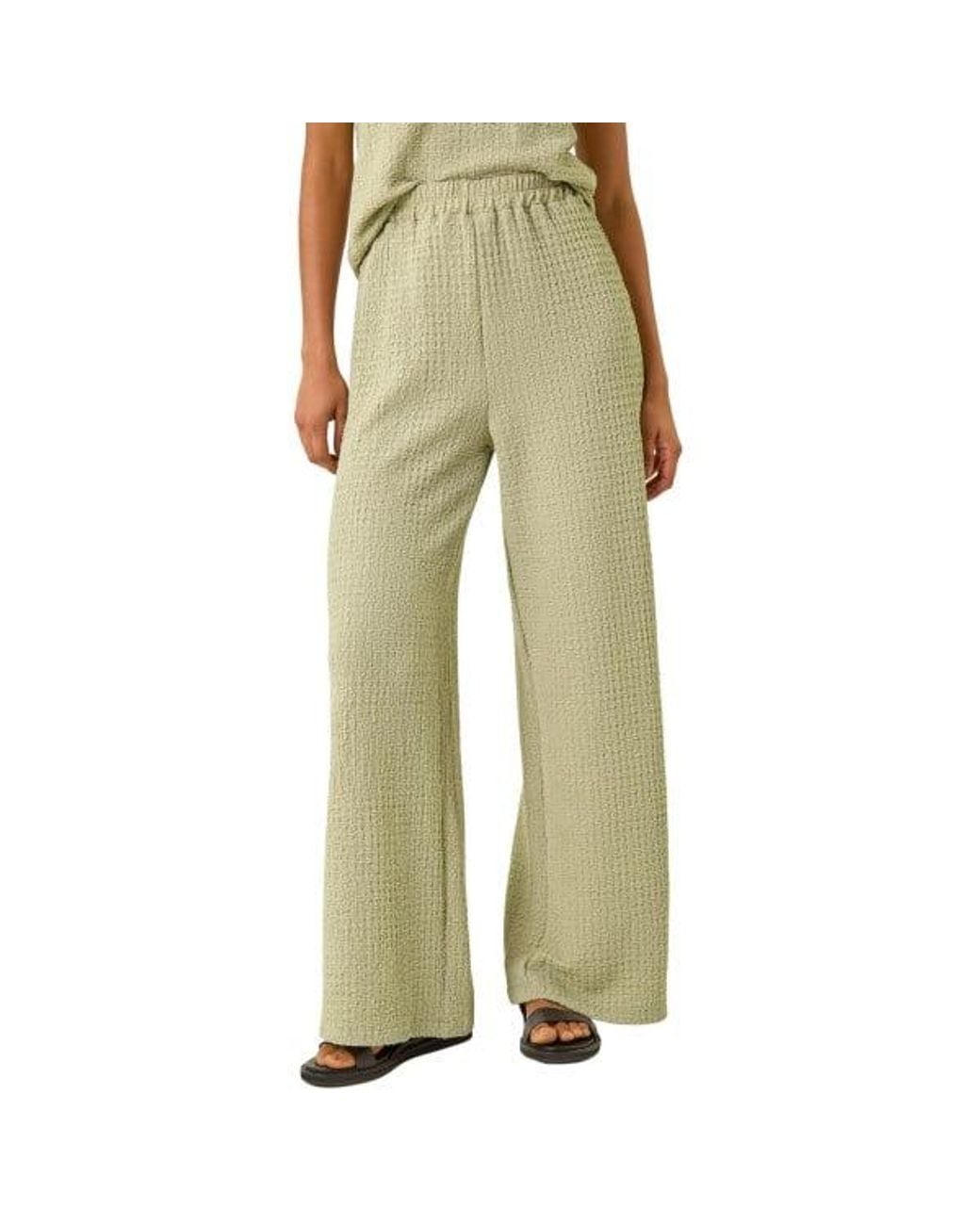 D.u.s.k Green Textured Wide Leg Stretch Trouser