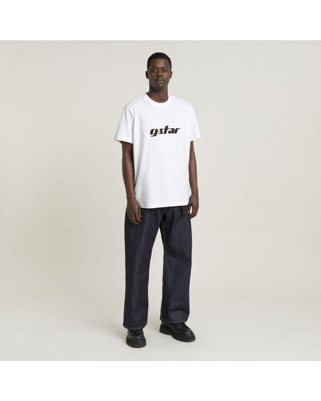 G-Star White G-Star Raw Cursive Script Loose T-Shirt for men